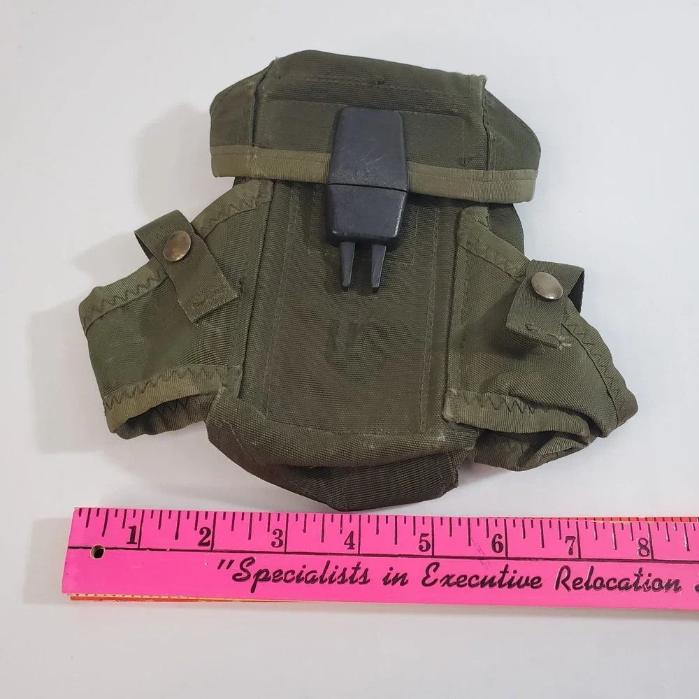 US Army Ammo Pouch Canvas Vintage Military W/‎ Metal Belt Clips